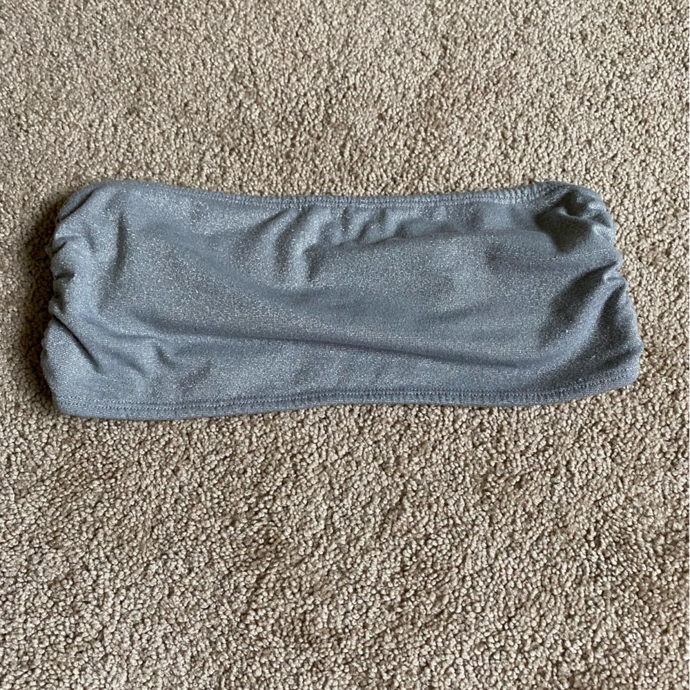 Material Girl, silver tube top. Size small. Preowned but never worn.
